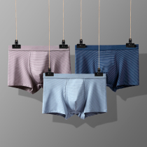 (4 packs) Gvzpea mens sexy modal blended stripes u convex buttocks slim fit simple breathable boxer