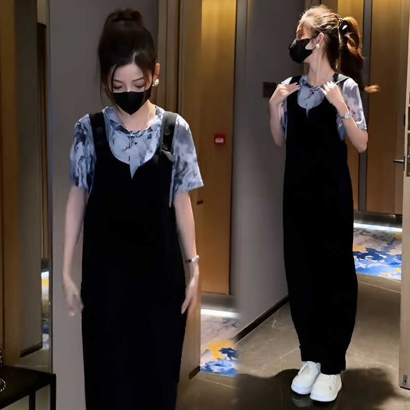2025 New Summer Outfit, a Complete Set of Salt-Style Light Mature Casual Chanel-Inspired Short-Sleeve Overalls Set for Women in Summer