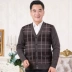 Áo len mùa thu cho người trung niên và người cao tuổi Áo len len nam Áo len cổ chữ V - Cardigan Cardigan