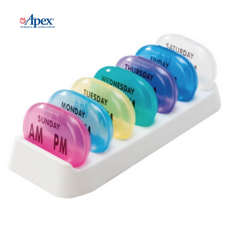 American APEX one week pill box 7 days large-capacity morning and evening portable travel carry-on storage for seven days divided into small pill boxes