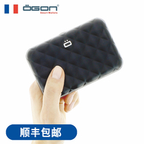French OGON card bag European clip aluminum metal wallet Diamond card box anti-theft brush RFID card holder Qi Wei the same model
