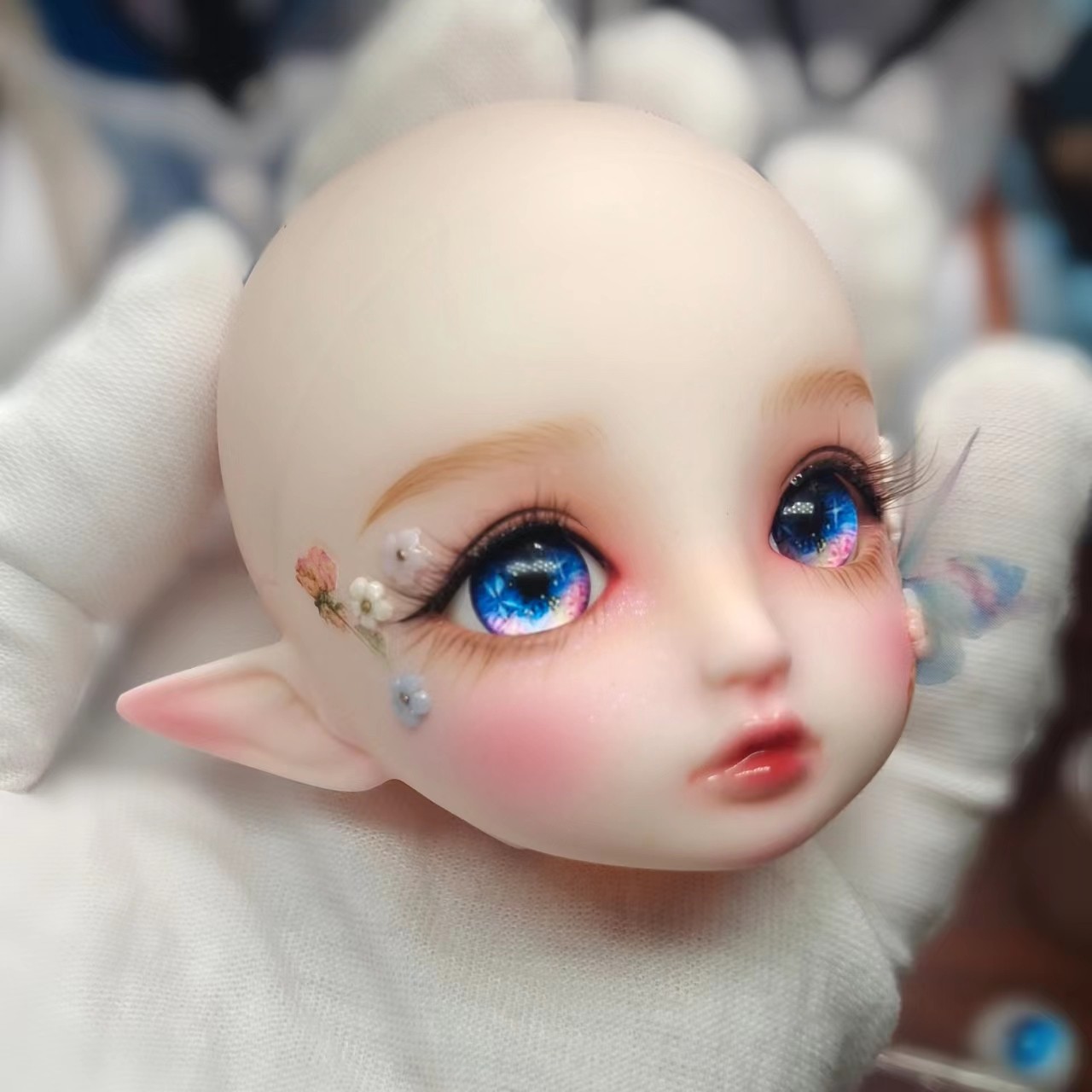 6 points BJD elf baby head hand-painted makeup head can change eyeball girl doll toy