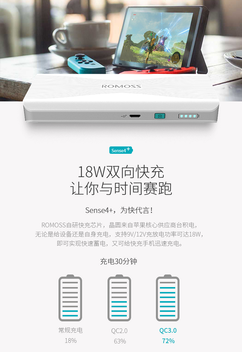 Rome chính thức sạc kho báu 10000 mAh Sense4 + sạc nhanh hai chiều điện thoại di động phổ thông điện thoại di động chính hãng