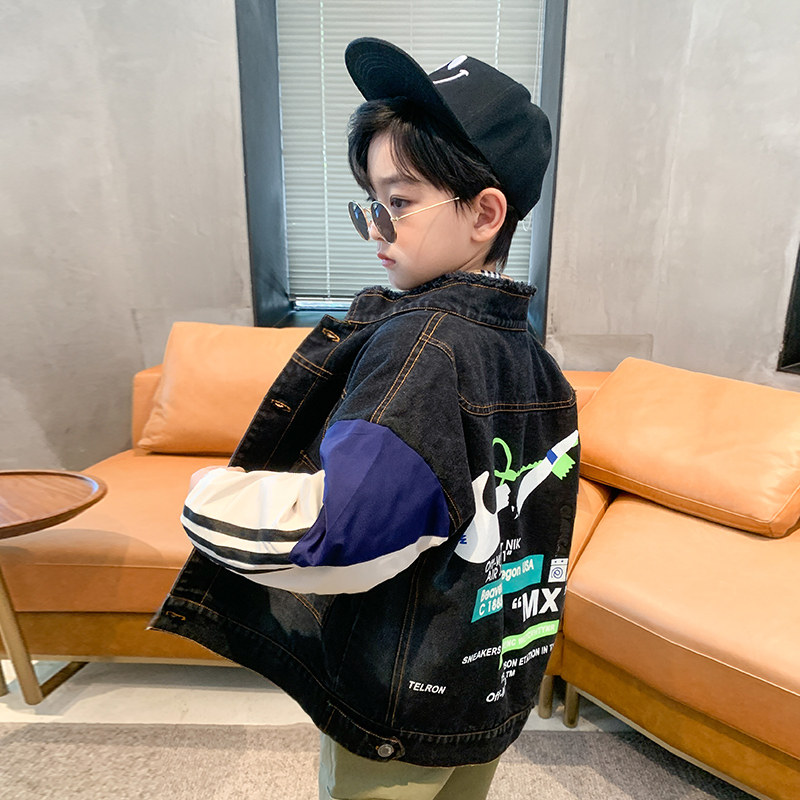 Kids' spring denim jacket 2021 new Chinese middle school boys' spring fall casual jacket Korean edition trend