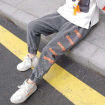  Boys  autumn jeans 2021 new childrens sports pants boys casual pants spring and autumn mid-big childrens trend