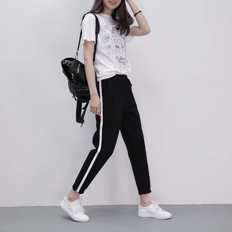 Junior mùa hè thêm mã lớn Hàn Quốc phiên bản của phụ nữ quần giản dị chín điểm hip hop quần chất béo MM chân thể thao quần sinh viên quần thể thao nữ