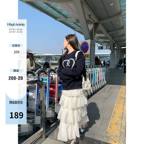 Белая кружевная весенняя юбка, высокая талия, А-силуэт