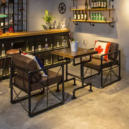 Ретро промышленная фэн -шуи трубная карта сиденье диван диван Tieyi Bar Qing Bar Barebue Hot Pot Ресторан