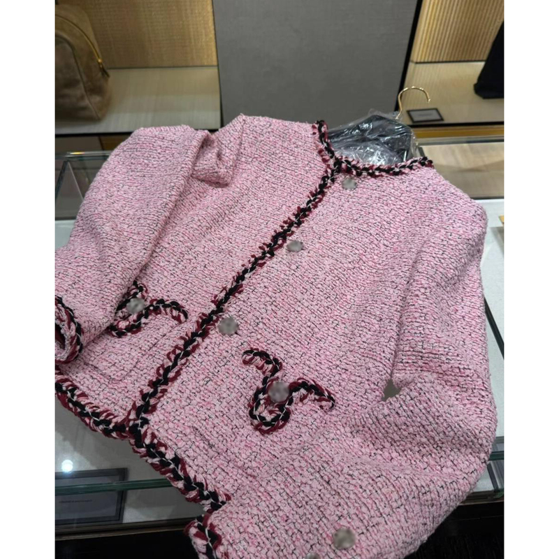 Pink Gentle Chanel-Style Baseball Jacket for Women, 2026 Autumn High-End Vintage Socialite Elegant Jacket Top