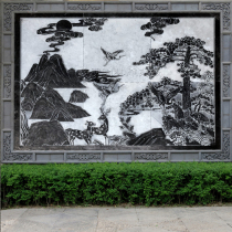 Bluestone stone sculpture Relief mural Ground sculpture Songhe longevity mural Screen Marble photo wall Shadow wall Courtyard Indoor