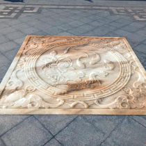 Sunset red stone carving relief Meilan bamboo chrysanthemum mural Courtyard mural Wall carving Open rich screen shadow wall fish