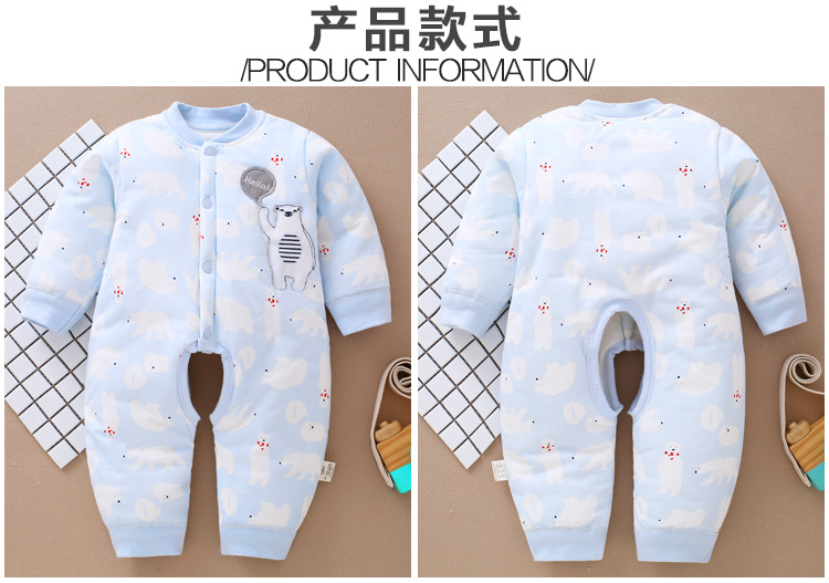 Quần áo ấm cho bé mùa thu và mùa đông jumpsuit chần 10 tháng nam quần áo trẻ em mùa đông cotton dày phụ nữ mặc áo khoác cotton quần áo trẻ em cao cấp