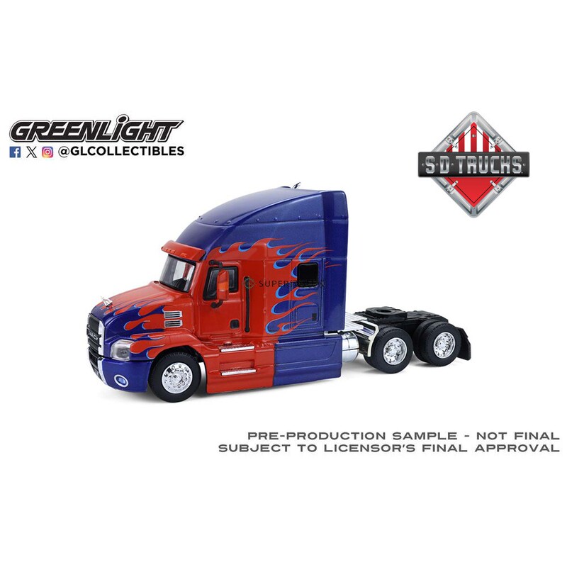 Green Light 1:64 2019 Mark Truck Cab Blue Background Red Flame Pattern Optimus Prime Color Scheme 45200C Green Light 1:64 2019 Mark Truck Cab Blue Background Red Flame Pattern Optimus Prime Color Scheme 45200C