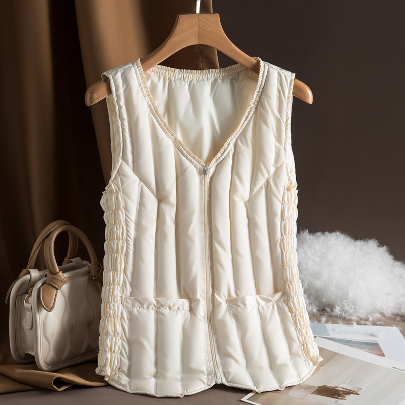 New light and thin down waistcoat female winter short inside wearing body down jacket Jacket Bottom Warm Kampo shoulder waistcoat-Taobao