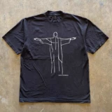 Хлопковая брендовая футболка с коротким рукавом подходит для мужчин и женщин, 260 грамм, в американском стиле, короткий рукав