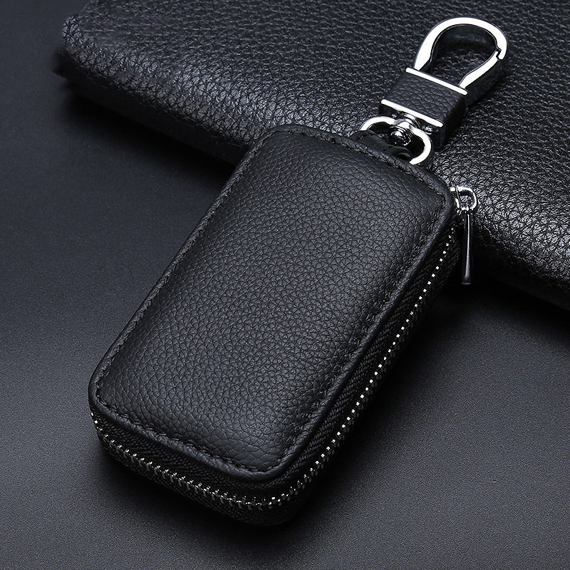 Car Remote Control Key Protective Cover, Genuine Leather Texture, Men's Waist Hanging Key Bag, Simple Mini Car Keychain