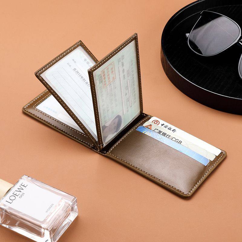 2025 Popular Genuine Leather Texture Ultra-Thin High-End Driver's License Protective Cover Card Holder Integrated Driver's License Driving License Two-In-One