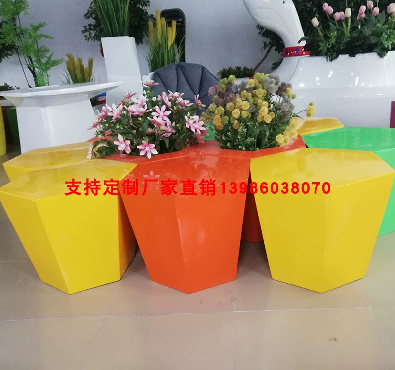 Ghế FRP nội thất trung tâm làm đẹp Chen đa giác kim cương băng ghế dự bị khu vực công cộng chờ ghế phòng chờ ghế sáng tạo - Nội thất văn phòng