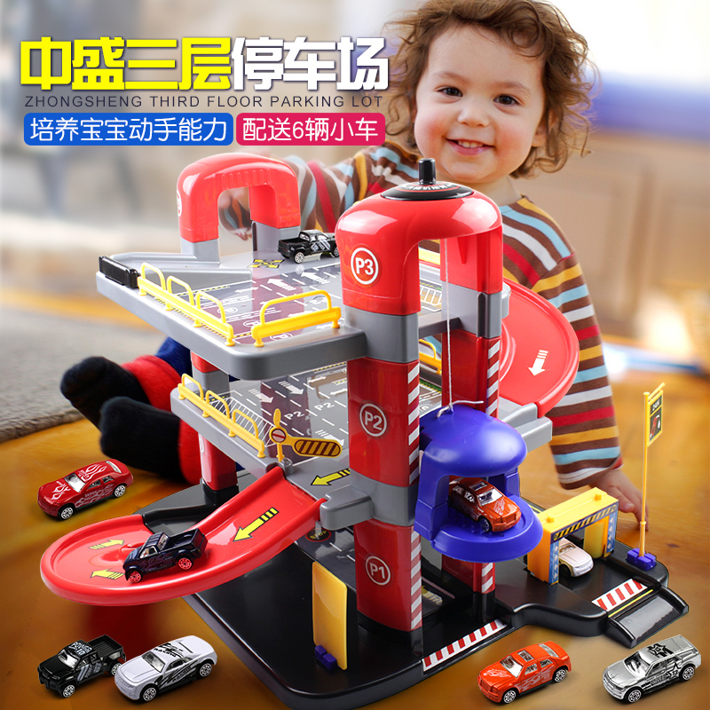 Children Parking Lot Toy Sets Group All Types Of Small Cars Multilayer Assembly Track View Model Puzzle Boy 3-6 years old