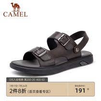 Camel mens shoes 2021 summer new leather sandals non-slip beach shoes mens comfortable two wear driving slippers