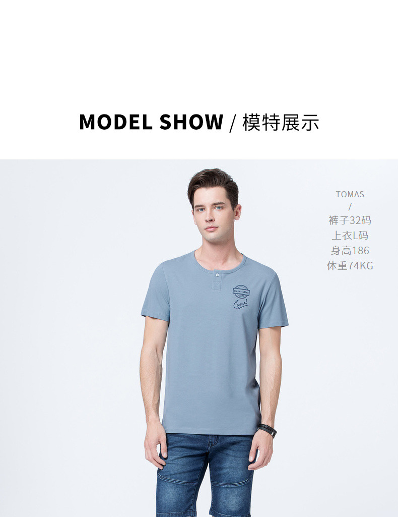 Quần áo nam lạc đà 2019 hè mới áo thun nam tay ngắn Phiên bản Hàn Quốc của cổ áo cửa cổ áo in màu rắn chạm đáy áo sơ mi nam triều - Áo phông ngắn áo phông nam có cổ