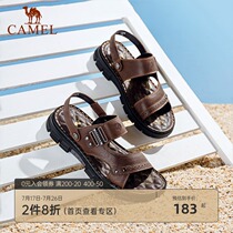 Camel mens shoes summer new mens leather sandals casual outdoor beach shoes thick-soled dual-use cool slippers