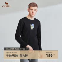 Camel mens 2021 autumn new T-shirt crew neck printing fashion trend Casual long-sleeved T-shirt base top men