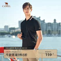 Camel mens 2021 summer new short-sleeved Polo shirt mens trend embroidery contrast color lapel t-shirt casual top