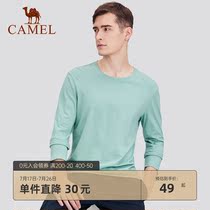 Camel 2021 new mens spring and Autumn cotton long-sleeved T-shirt Mens round neck solid color T-shirt base shirt top