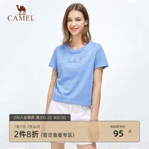 Camel womens short-sleeved t-shirt womens 2021 spring and summer new cotton top simple and wild round neck t-shirt casual womens trend