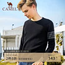 Camel mens black port wind sweater Mens autumn and winter trend loose round neck cotton base shirt top sweater