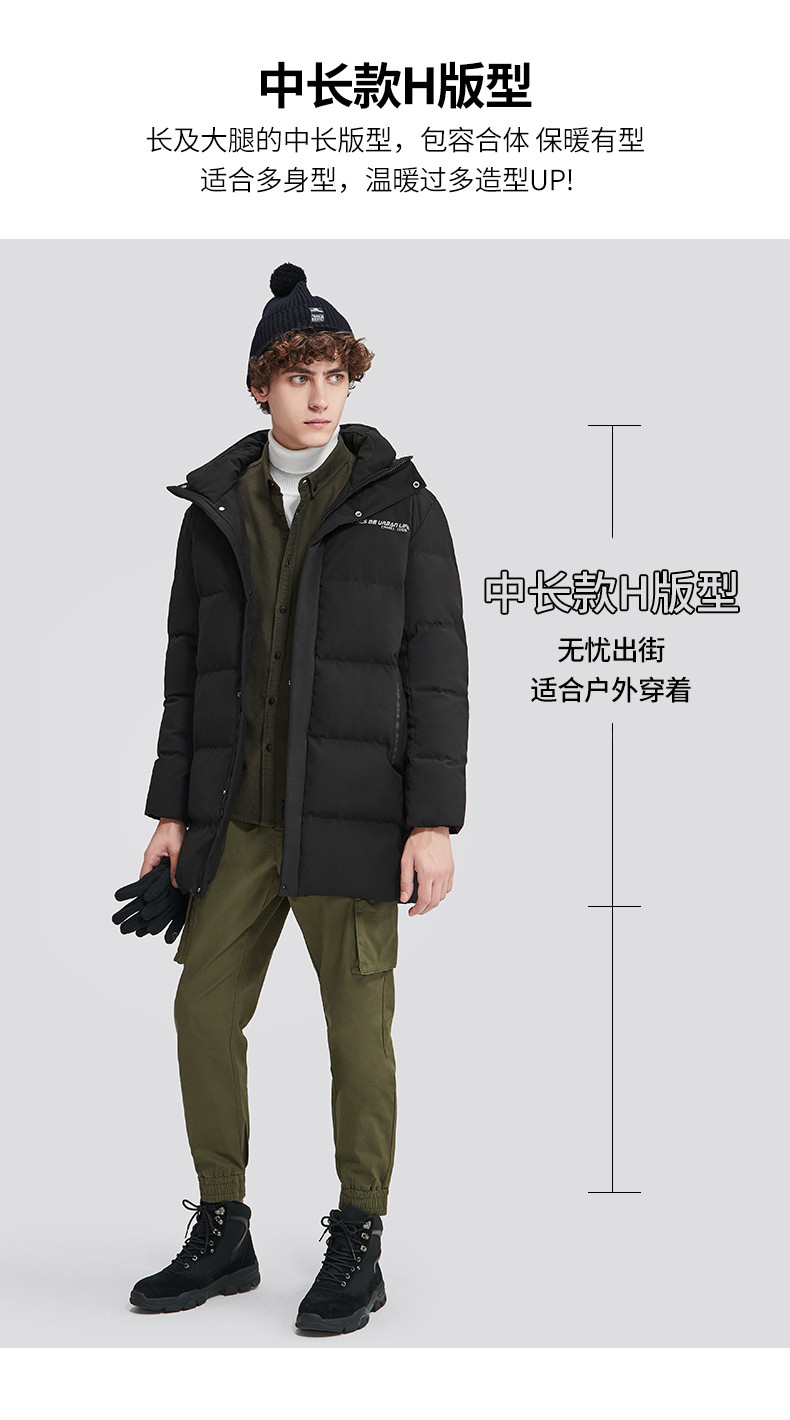 骆驼 加厚中长款 工装休闲羽绒服 可拆卸貉子毛领 图6