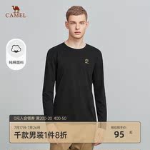 Camel mens 2021 autumn new solid color long sleeve t-shirt mens casual pure cotton embroidery t-shirt base shirt tide
