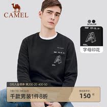 Camel mens autumn new round neck sweater mens fashion Korean version of the trend loose top letter printing base