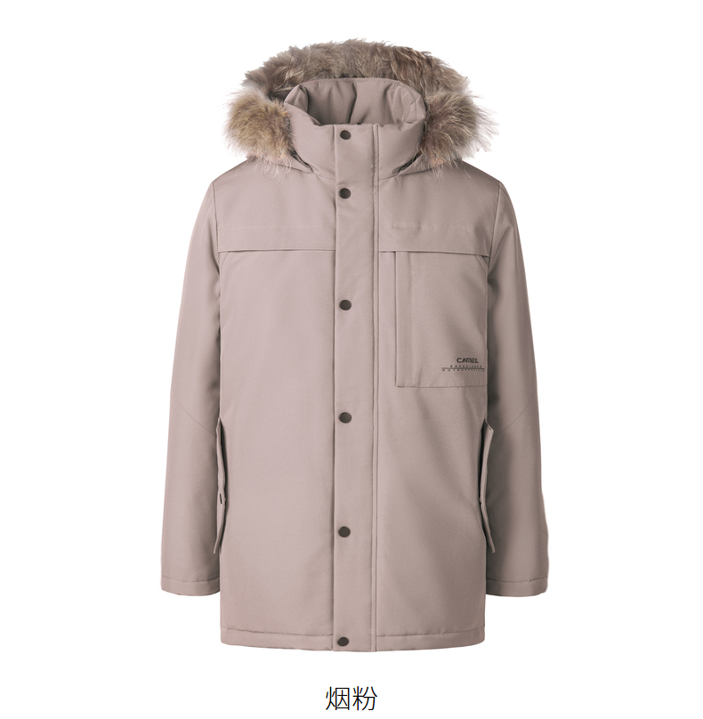 骆驼 男装 貉毛大领 白鸭绒羽绒服 图10
