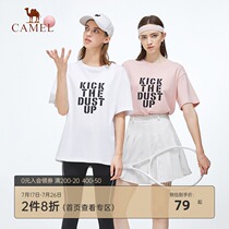Camel womens clothing 2021 summer new cotton short-sleeved t-shirt womens Korean version of the letter printing top loose t-shirt