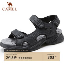 Camel mens shoes 2021 summer new leather lightweight cushioning thick-soled sports beach shoes comfortable casual sandals