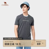 Camel mens clothing 2021 summer new round neck casual short-sleeved t-shirt mens trend printing half-sleeve base top