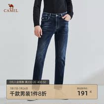 Camel mens 2021 autumn new jeans loose straight wash fashion mid-waist micro-elastic trousers men