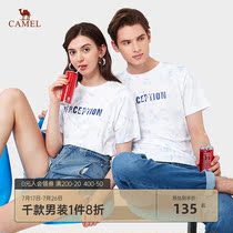 Camel clothing 2021 summer new short-sleeved t-shirt men and women with the same Korean version of the round neck printed white shirt top
