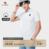 Camel mens 2021 summer new short-sleeved polo shirt mens Korean version personality printing lapel t-shirt base top