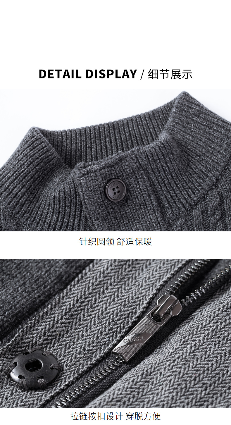 Quần áo nam lạc đà 2018 thu đông mới cổ áo màu rắn cổ áo cardigan dệt kim áo khoác trẻ trung giản dị áo len nam áo cardigan nam