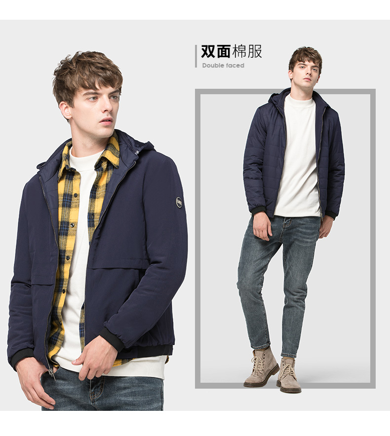 骆驼 男士休闲工装风 双面穿棉服 图7