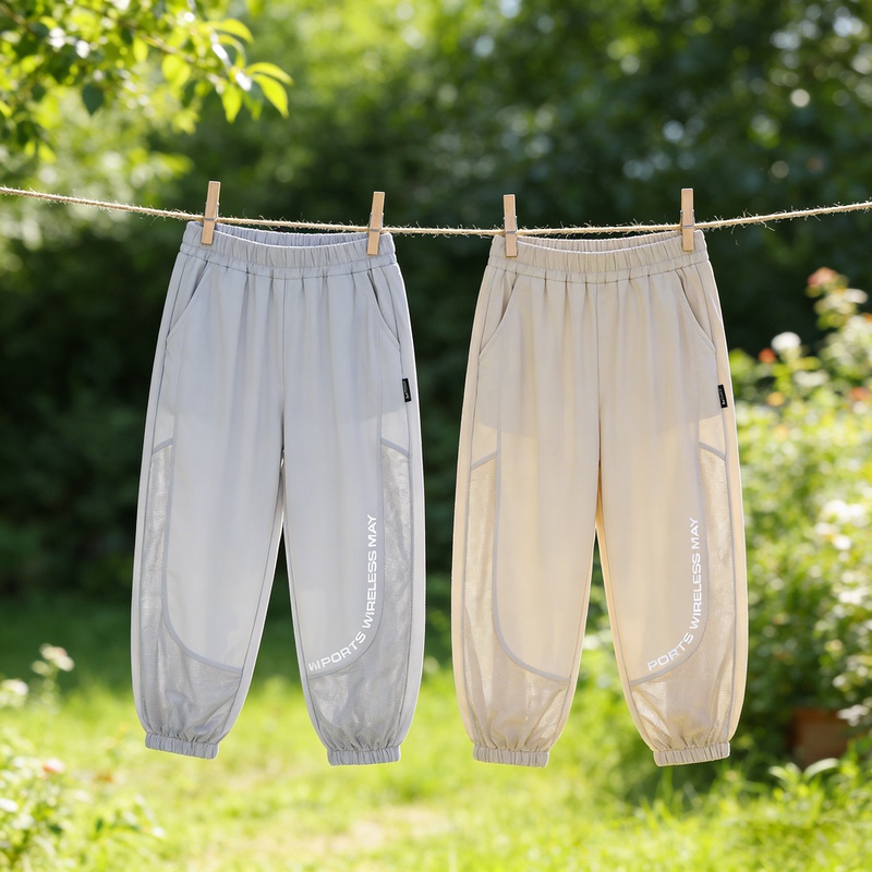 Boys' Anti-Mosquito Pants, Summer Thin New Style, Children's Ice Silk Mesh Sports Long Pants, Big Boys' Quick-Drying Summer Wear
