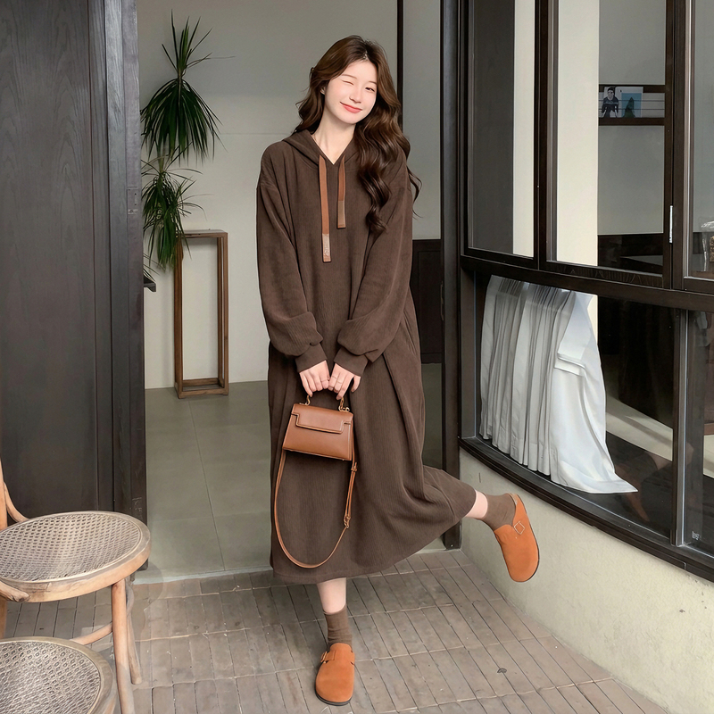 Maternity Loose-Fitting Hoodie Dress for Autumn and Winter, Plus-Size, Comfortable Style to Cover the Belly, Suitable for Late Pregnancy Maternity Loose-Fitting Hoodie Dress for Autumn and Winter, Plus-Size, Comfortable Style to Cover the Belly, Suitable for Late Pregnancy