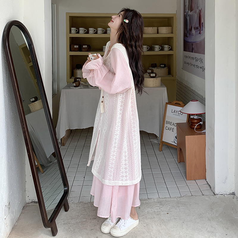 Maternity Spring and Autumn Outfit Sweet Youthful Blouse Shirt Dress Two-Piece Set Spring Loose Fashion Set