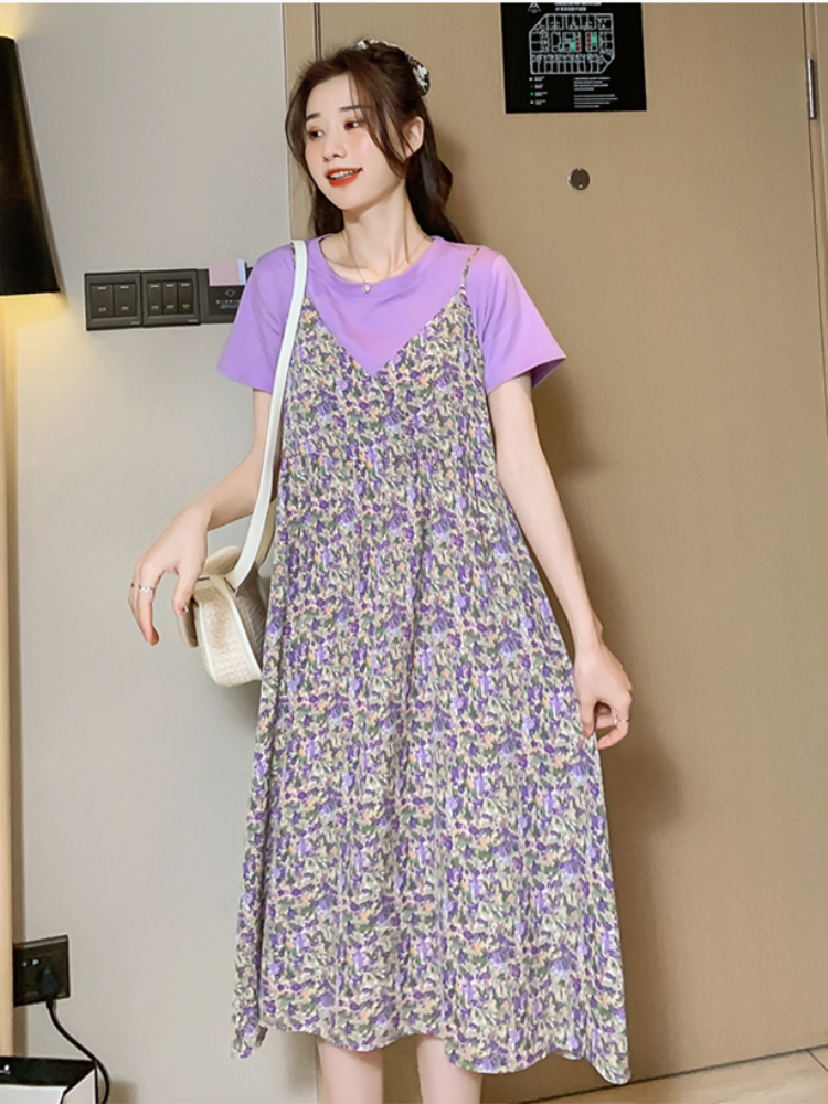 Pregnant woman Ocean dress Summer Large size Gestational Late Summer Fairy Tide Moms Super Fairy medium Long version Fashion broken Pregnant Woman Dress