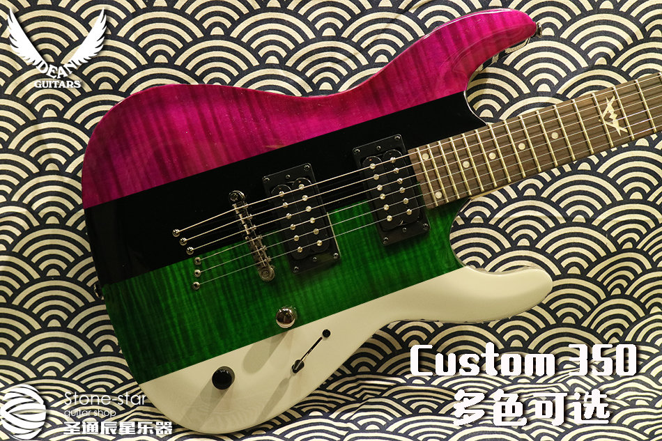 DEAN Diyin custom350 c350 24 Fixed Bridge Electric Guitar Black and White Purple Green Beginners