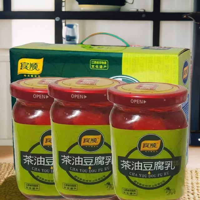 Yifeng Binsun Tea Oil Fermented Tofu, a Specialty from Yichun, Jiangxi, Used as a Condiment in Hotels and Restaurants, Served with Noodles and Rice