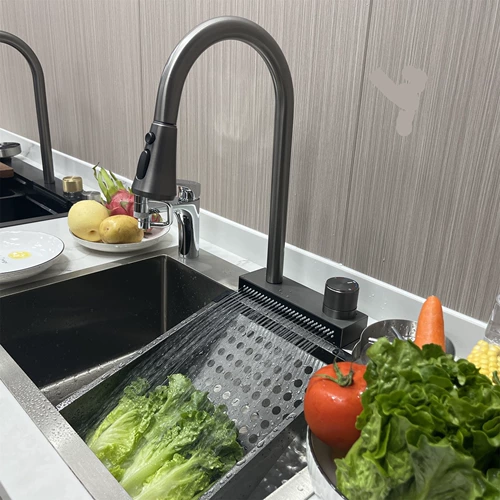 Raindance водопад кухонный смеситель на одно отверстие выдвижной кран для горячей и холодной воды брызгозащищенный вращающийся пистолет серый универсальный для раковины